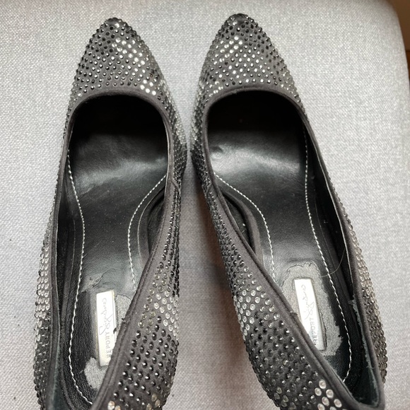 Report Signature "Parker2" strassed black crystal heels sz 8 $199 - Picture 6 of 9